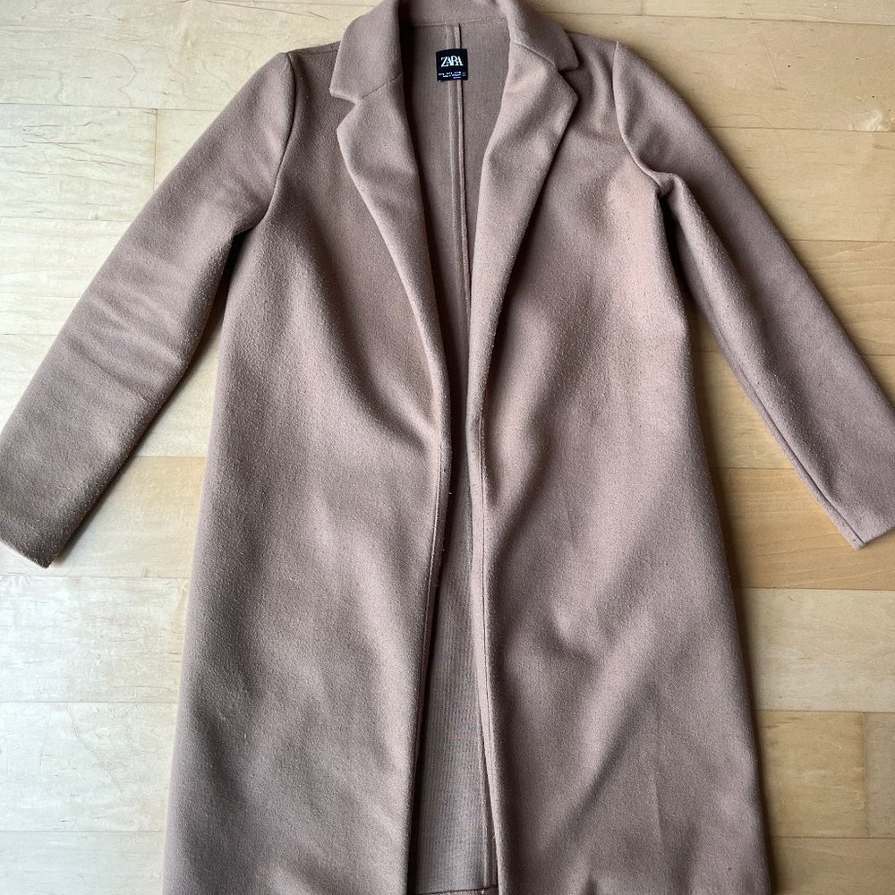 Zara Long Camel Coat - Size S